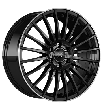 AX5 schwarz glanz m. hochgl. pol. Felgenbett